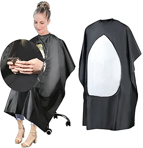 URAQT Mantelle per Parrucchiere, Mantello da Barbiere, Mantella Taglio Capelli con Finestra Trasparente e Chiusura del Collo Regolabile