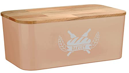Lashuma Brotbox Kunststoff Puder, Brotkasten eckig, Brot Frischhaltebox 36x21 cm mit Deckel