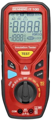 Benning IT 100 Isolations- und Widerstandsmessgerät (für Isolations-/Niederohmmessungen, Max. Spannungsmessbereich DC 600 V) 44107
