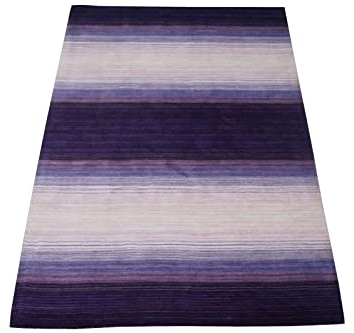 Biege Blau Lila 160X230 cm Teppich 100% Wolle Orientteppich Handgetuftet HT381