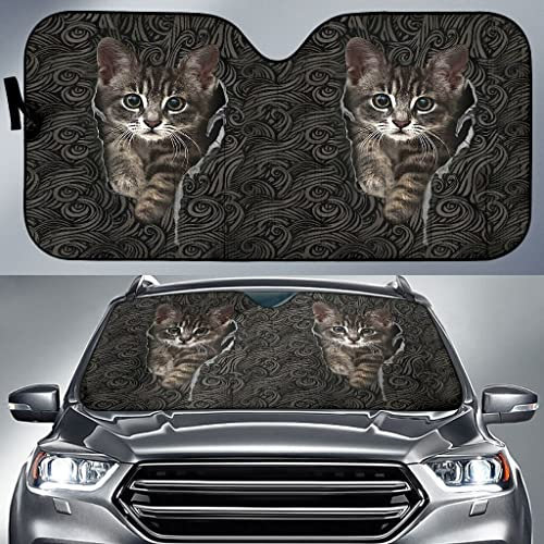 452 Frontscheibenabdeckung Katze Mysteriöses Geschöpf Blumenmuster Auto Windschutzscheiben Abdeckung Wasserbeständig Autoscheibenabdeckung Für Lastwagen Meisten Fahrzeuge Sommer