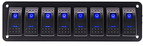 Riloer Pannello interruttore combinato a 3/4/5/6/8 gang, 12 V/24 V, pannello interruttore a levetta modificato con luce LED, universale, per barche, auto, camper, roulotte