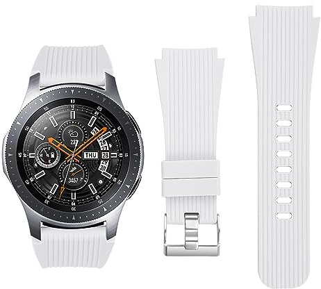 Armband Kompatibel mit Samsung Galaxy Watch 46mm, Galaxy Watch 3 45mm, Gear S3 Frontier/Classic, 22mm Weiche Silikon Ersatz Uhrenarmbänder für Huawei GT 2 46mm (Weiß)