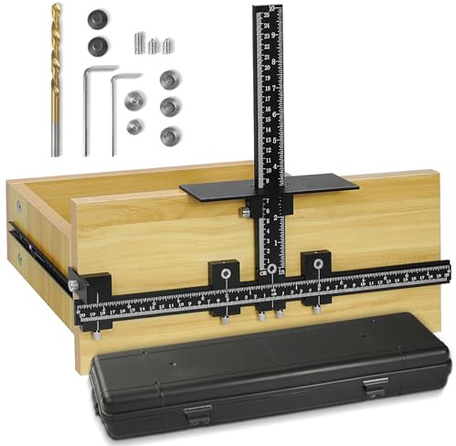 vicrays Cabinet Hardware Handle Jig - Aluminum Alloy Cabinet Template Tool Woodworking Drilling Hole Doweling Guide Punch Locator for Installation Handles Knob on Drawer Door Pulls(Black)