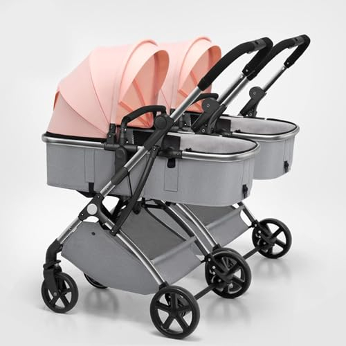 Standardkinderwagen Zwillings-Kinderwagen, nebeneinander, abnehmbarer Kinderwagen, mehrere Positionen, neigbar, 15-Zoll-Sitz, faltbarer Kinderwagen, Kinderwagen für Neugeborene