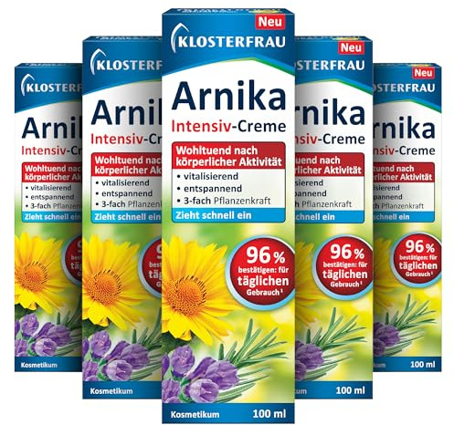 Klosterfrau Arnika Intensiv-Creme | Wohltuend nach körperlicher Aktivität | Vitalisierend und entspannend | 3-fach Pflanzenkraft | 5 x 100ml
