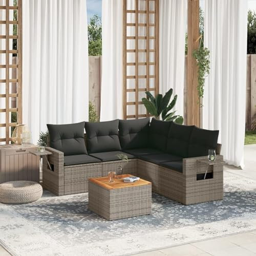 Festnight Balkon Lounge Rattan mit Stauraum Gartenlounge Klein Sofa Balkon Ecklounge Rattansofa Sitzecke Balkon Klein Gartensofa Ecksofa Garten Lounge Sofa Outdoor Balkonmöbel Couch Gartenmöbel