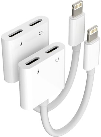 Lightning Kopfhörer Klinke Adapter(2 Stück) für Apple Laden Kabel Splitter 2 in 1 Auto Audio AUX Doppelstecker Mit Charge Headphone Verteiler Zu Handy für iPad Konverter für iPhone 14 13 12 11 Pro Max