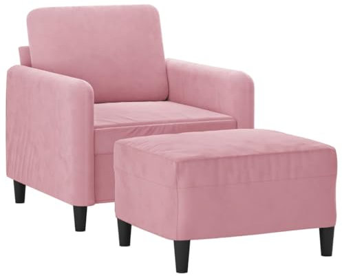 vidaXL Fåtölj med fotpall rosa 60 cm sammet, vardagsrumsfåtölj, tv-fåtölj, vardagsrumsstol, vardagsrumsfåtöljer, tv-fåtöljer, vardagsrumsstolar