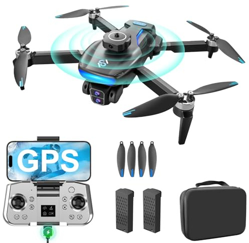 OBEST Drone GPS con telecamera 4K, 5G WIFI FPV pieghevole RC Quadcopter, motore brushless, 360 ° per evitare ostacoli, ritorno intelligente, RC Grip ricaricabile, 2 batterie 40 minuti