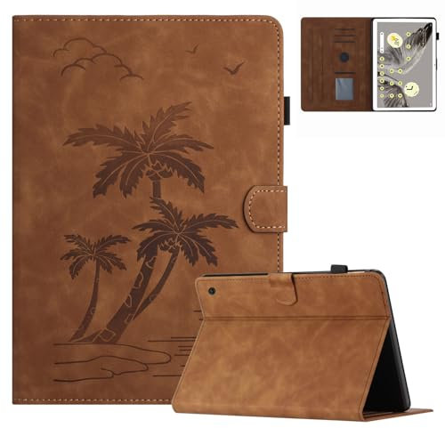 Oduio Hülle für Google Pixel Tablet 2023 11 Zoll Premium PU Leder Multi-Winkel Folio Schutzhülle mit Kartenschlitz und Stand Funktion, Braun