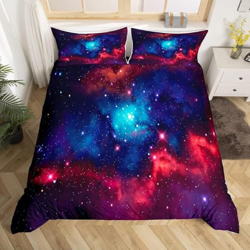 Sternenhimmellandschaft Im Weltraum Bettbezug Set 135X200 Cm Kinder Bettwäsche 3D Druck Bettwäsche Set 3 Teilig Komfortabel Weich Bettbezüge 2 Kissenbezug - Hypoallergene Tagesdecke - Für E -124951640
