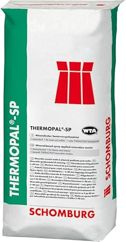 SCHOMBURG THERMOPAL-SP - WTA-zertifizierter Saniervorspitzmörtel, dampfdiffusionsoffen, für Innen & Außen, mineralisch, hoher Haftung, niedriger Flächenverbrauch, grau – 25kg