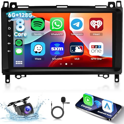 6G+128G 8-Core Radio para Mercedes Benz Clase B V W169 W245 B160-B200 W639 Vito Viano W906 Sprinter con Carplay Android Auto, Hodozzy 9 Pulgadas Pantalla Táctil con Bluetooth GPS WiFi FM RDS DSP