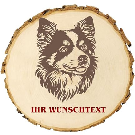 KIWISTAR UG - Baumscheibe 14-16 cm - Norrbottenspitz - Hund - personalisiertes Geschenk individuell selbst gestalten - Name - Holzscheibe mit Wunschtext - Naturholz - Geschenk - Türschild