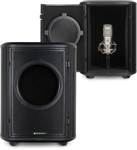Pronomic MP-360 Mikrofon Isolationsbox - Mobiler Schallschutz mit zweischichtigem Popfilter – Popschutz Micscreen und Schallabsorbierende Gesangskabine - Perfekt für Studio oder Podcast - Vocal booth