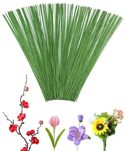 VURYAPI 100 Stück Floristik Draht, Draht Zum Basteln, Blumen Draht, Stiel Draht Blumen Draht Fondant Draht 14 Zoll, Blumendraht Grün Steckdraht 40CM(Hellgrün