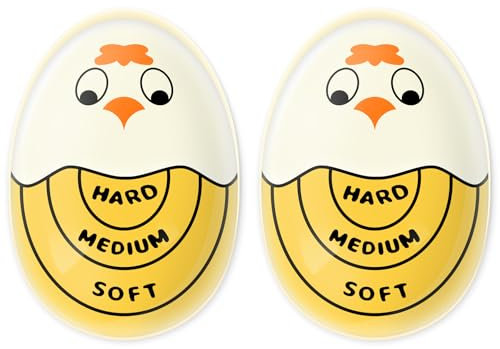 Egg Timer Sensitive Hard & Soft Boiled Color Changing Indicator Tells When Eggs are Ready (Yellow 2pack)