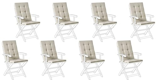 Beliani Niederlehner Auflagen 8er Set Stoff beige Taupe mit Befestigungsbändern Maui