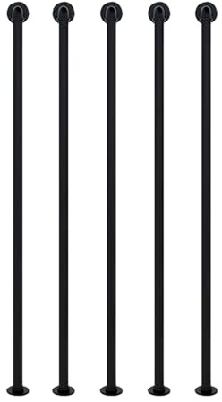 Ringhiera per scale nera, pali per balaustra in ferro battuto per corrimano di transizione per interni/esterni, ringhiere per parapetti, pali per ringhiere per scale montati dal pavimento al soffitto(