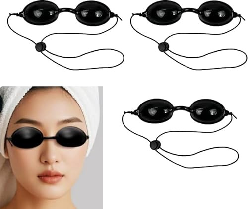 3 gafas de bronceado ajustables para tumbona, protección ocular de seguridad, gafas de bronceado UV, protección ocular reutilizables para tomar el sol, terapia de luz LED, clínicas de belleza, belleza