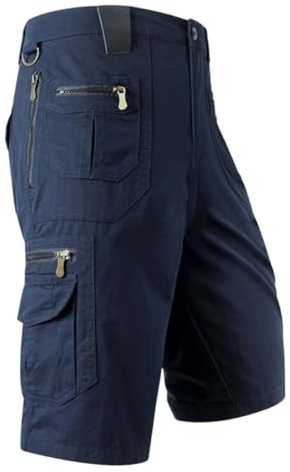 Mens 3/4 Length Camouflage Cargo Shorts - Mens Combat Shorts With Zip Pockets Work Shorts Casual Half Pants Walking Hiking Trousers Workwear For Tactical, Military, Hunting, Climbing