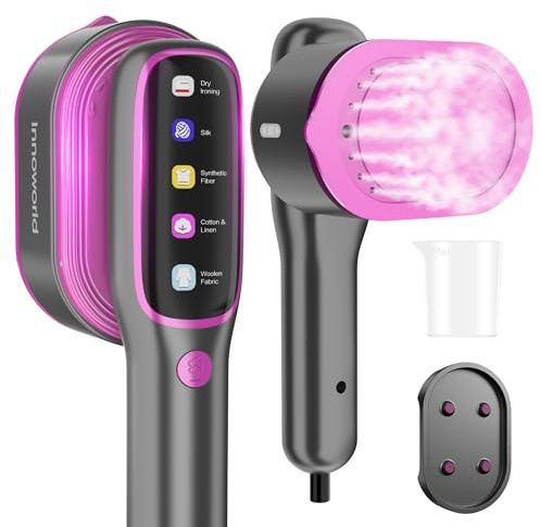 Portable Travel Steamer for Clothes,1200W Powerful Garment Steamer,15s Fast Heat-Up,12 Mins Continuous Steam,5 Modes,Large LED Display,Handheld Clothes Steamer with UK Plug(Purple+Gray)