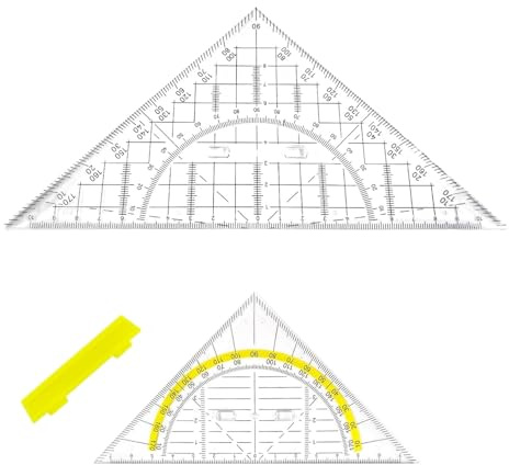2 Stück Geodreieck Mit Griff,20cm Geodreieck Groß und 14cm Geodreiecke Klein,Lineal Flexibel,Vielseitiges Transparen Geo Dreieck zum Kartografieren Modellieren Zeichnen,Messung von Länge und Winkel