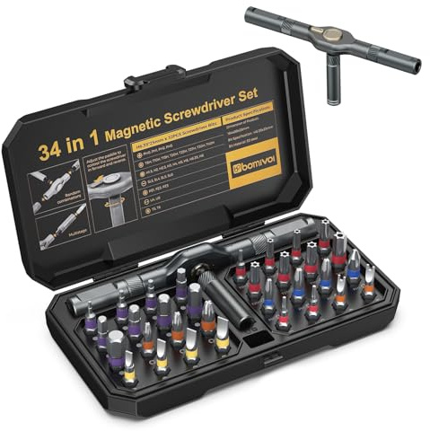 Ankilo Set di cacciaviti a cricchetto, 34 in 1, manuale fai da te | Con manico a cricchetto rimovibile, set di strumenti di riparazione portatile per attrezzi da bicicletta, montaggio di mobili