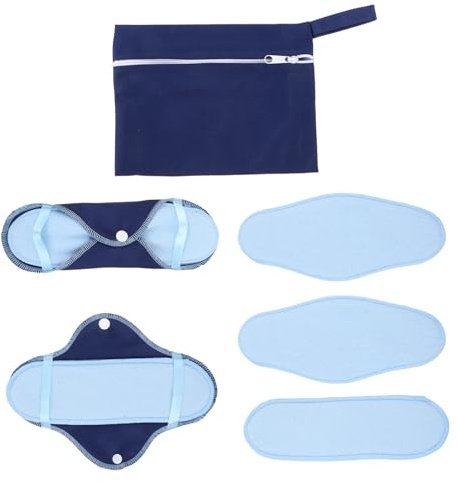 Mikinona Toallas Sanitarias Lavables de Polar Fleece Superabsorbentes para Uso Diario y Ejercicio 8 Unidades y Bolsa Cremallera Reutilizables