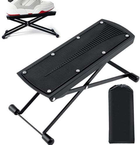 K KASONIC Tabouret Guitare Réglable 6 Positions Pliable avec Sac Transport | Repose-pied Antidérapant pour Guitare Classique, Acoustique, Électrique & Basse, Compact & Léger, Idéal pour Déplacements