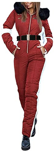 EQWIGKEIT Mono de esquí para mujer, impermeable, transpirable, suave, traje de esquí deportivo, a prueba de viento, mono de nieve cálido, traje de nieve para invierno, para actividades al aire libre
