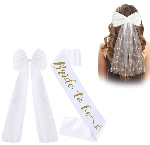 Bangbobi JGA Accessoires Frauen - Bride to Be Schleier & Schärpe für Junggesellenabschied Frauen, JGA Deko für Brautparty und Hochzeitsfotografie