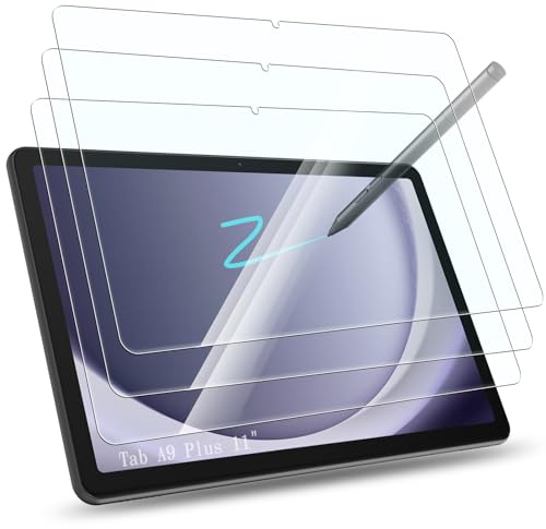 GeeRic 3PCS Screen Protector Compatible with Samsung Galaxy Tab A9 Plus 11, Clear 11 Inch Protector Film Tempered Glass Film Replacement Anti-Bubble,Scratch Resistant