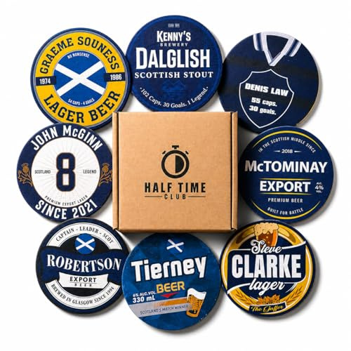 Scotland Football Beer Mat Coasters - Perfect for a Gift or Present for Any Scottish Fan (8-Pack)
