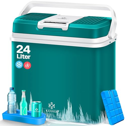 KESSER® Nevera eléctrica portátil 24 litros | ENFRÍA y CALIENTA | Enfriador Termoeléctrica 12V y 230V | Mini Nevera para Auto y Camping | EEK A+++ | Incluye 2 acumuladores de frío