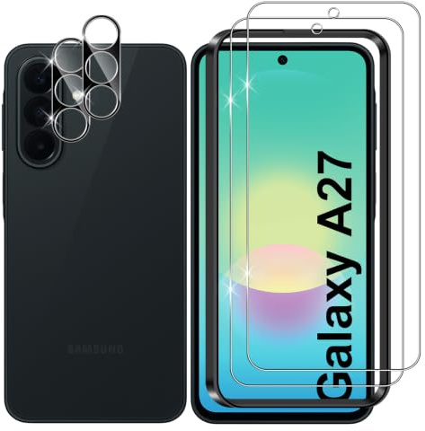 Lutree per Samsung Galaxy A27 5G Vetro Temperato, 2+2 Pezzi Pellicola Protettiva+ Pellicola Fotocamera (Nera), Durezza 9H Anti-Impronte Anti-Graffio HD Senza Bolle Protezione Schermo