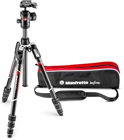Manfrotto Befree - Treppiede da viaggio per fotocamera con testa fluida e chiusura a rotazione, portatile e compatto, treppiede in carbonio per fotocamere DSLR, Reflex, mirrorless, accessori per