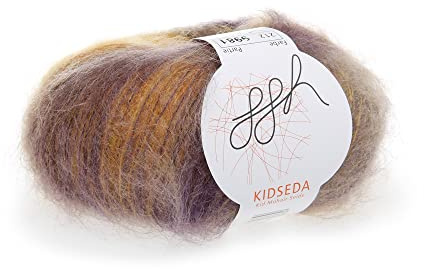 ggh Kidseda - Mohairwolle & Seide - 25g Wolle zum Stricken - leichte & hochwertige Wolle mit Farbverlauf - Farbe 212 - Lilagoldmeliert