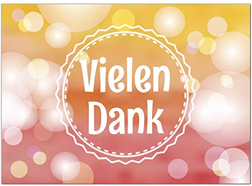 10 x Dankeskarten mit Umschlag - Verlauf rot gelb - Danksagungskarten, Danke sagen, nach Hochzeit, Geburt, Baby, Taufe, Geburtstag, Kommunion, Konfirmation, Jugendweihe