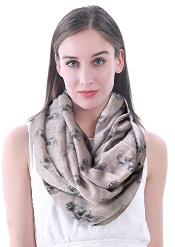 Lina & Lily Damen Loop Schal Tuch Schlauchschal Rundschal mit Hundemotiv - Havaneser