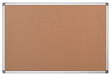 Bi-Office Korktafel | Aluminiumrahmen | BxH 150 x 100 cm | Silber, Beige | Memoboard Moderationswand Besprechungswand Infotafel