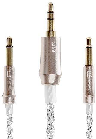 MEZE AUDIO | 99 Series 1.2m/3.9ft Silver Plated Upgrade Cable 3.5mm Jack | Headphone HiFi Cable Replacement 3.5mm Male to Dual TS Mono 3.5mm Male Connector Plug