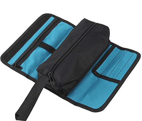Soporte de almacenamiento de herramientas de electricista profesional plegable Bolsa de rollo Organizador práctico Bolsa de herramientas pequeña Bolso de lona con cremallera