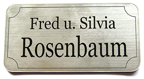Gravola Türschild, Namensschild, Klingelschild, 80 x 40 mm, Silber, Kunststoff, Schilder, elegant, versatil, minimalistisch