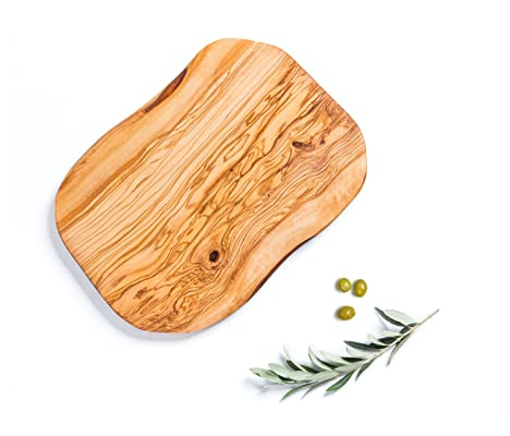Darido Tabla De Cortar De Madera De Olivo Natural Reversible - Hecho A Mano - Pequeño (30 x 20 Cm) - Para Quesos, Jamón y Servir - Cocina
