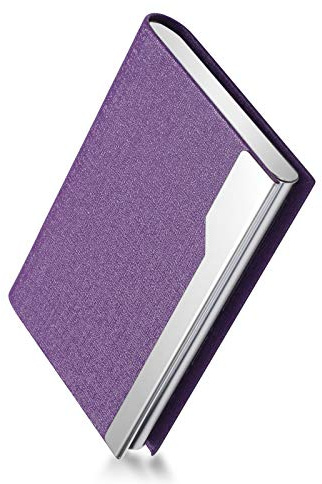 FACATH Visitenkartenetui – Luxus PU-Leder Namenskartenhalter & Edelstahl Multi Kartenetui, Slim Metal Pocket Card Holder Wallet Credit Card ID Case/Holder with Magnetic Shut – Lila