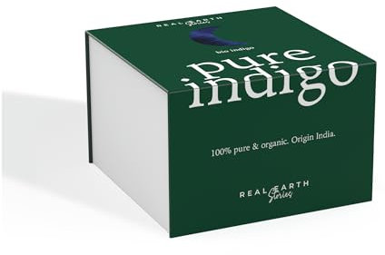 Real Earth - Índigo - 100% orgánica y natural - Tinte natural para el pelo - Barros para teñir el pelo - Coloración Natural - Cosmética ayurvédica - Vegana - Tinte Sin amoniacos - 250gr