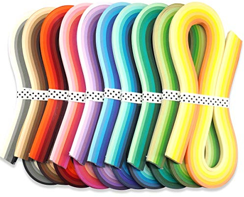JUYA Multicolor Juego de Tiras de Papel Quilling 60 colores 10 paquetes 54cm de Largo Ancho del Papel 7mm