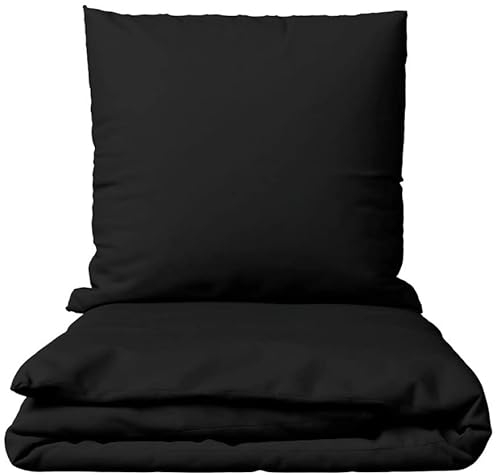 Leonado Vicenti Baumwolle Bettwäsche Uni 135x200 155x200 155x220 200x200 200x220 220x240 wählbar, 2teilig, Schwarz